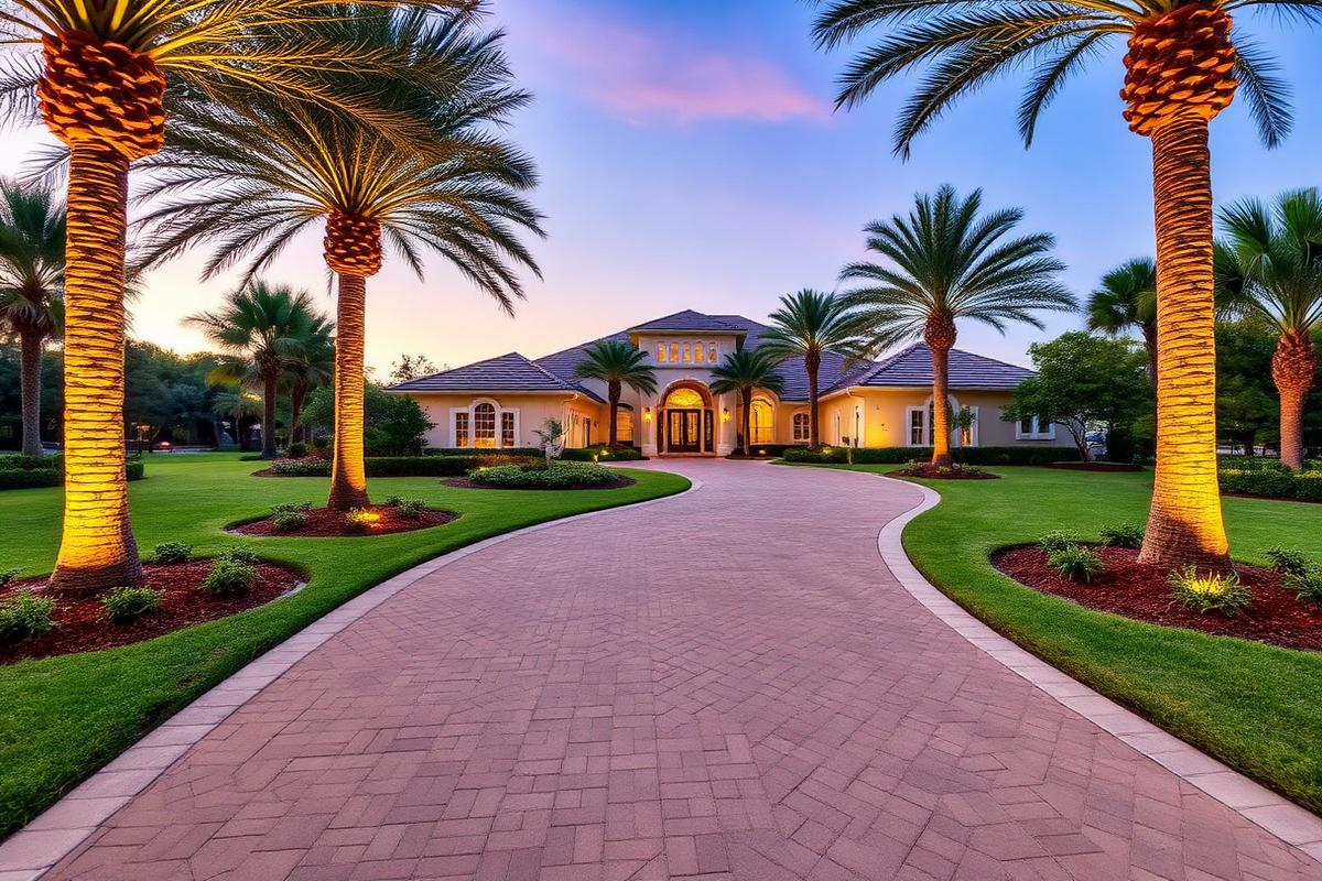 Palm-Lined Estate Driveway